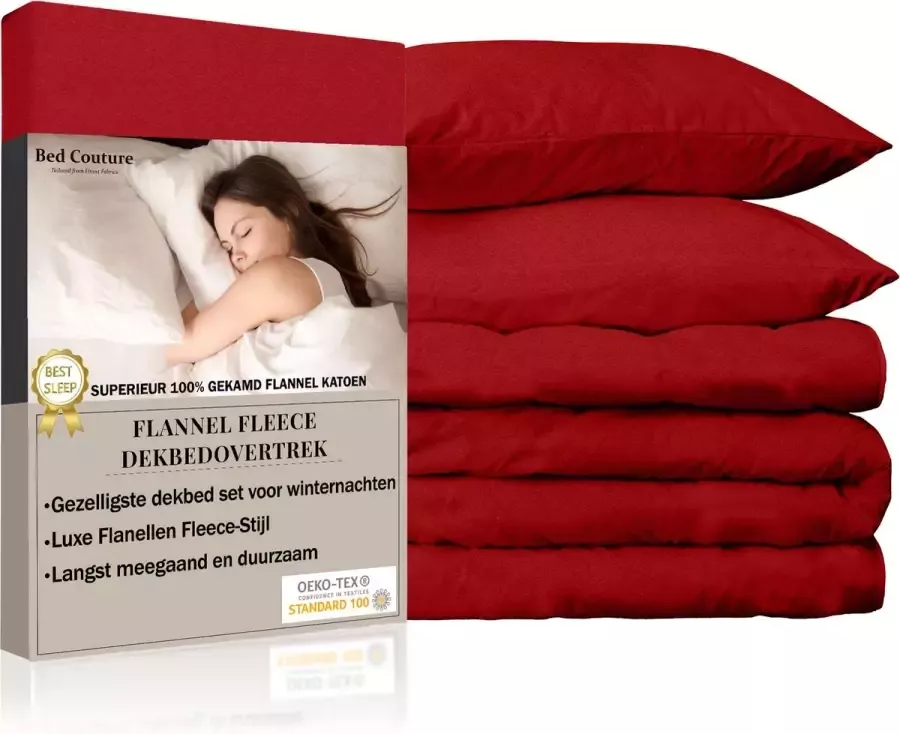 Bed Couture Flannel Fleece Dekbedovertrek set 100% Katoen Extra zacht en Warm 135x200 + 2 kussenslopen 65x65 Antraciet