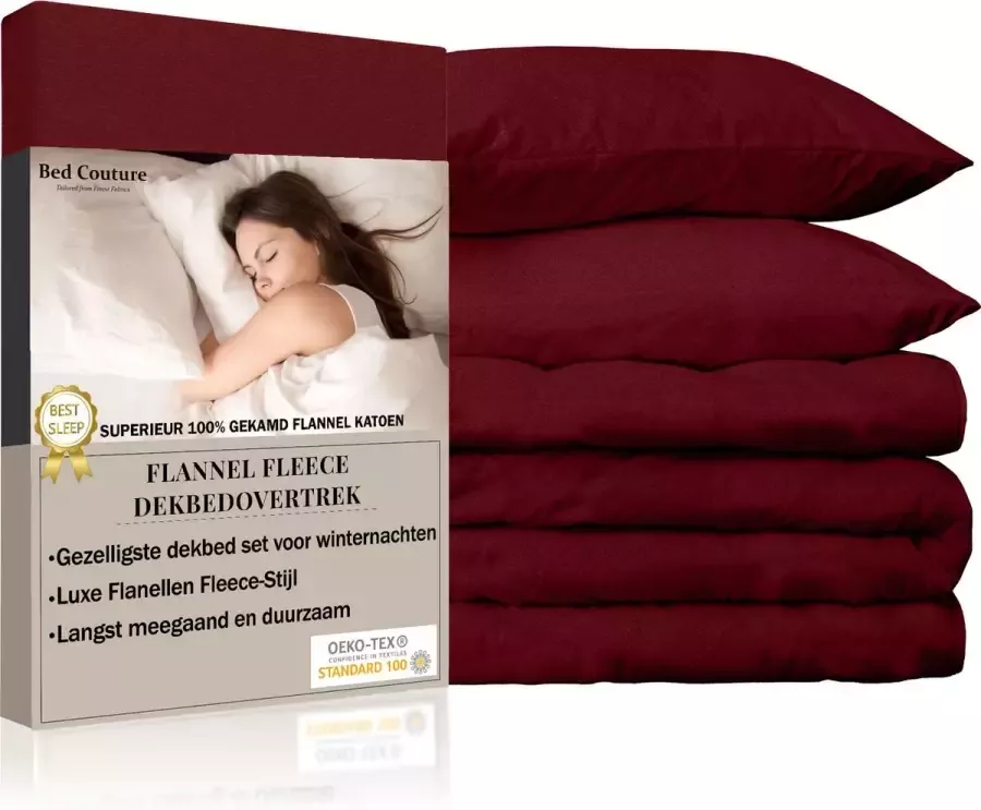 Bed Couture Flannel Fleece Dekbedovertrek set 100% Katoen Extra zacht en Warm 240x220 + 2 kussenslopen 65x65 Ecru