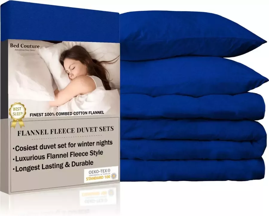Bed Couture Flannel Fleece Dekbedovertrek set 100% Katoen Extra zacht en Warm 140x200 + 2 kussenslopen 50x70 Rood