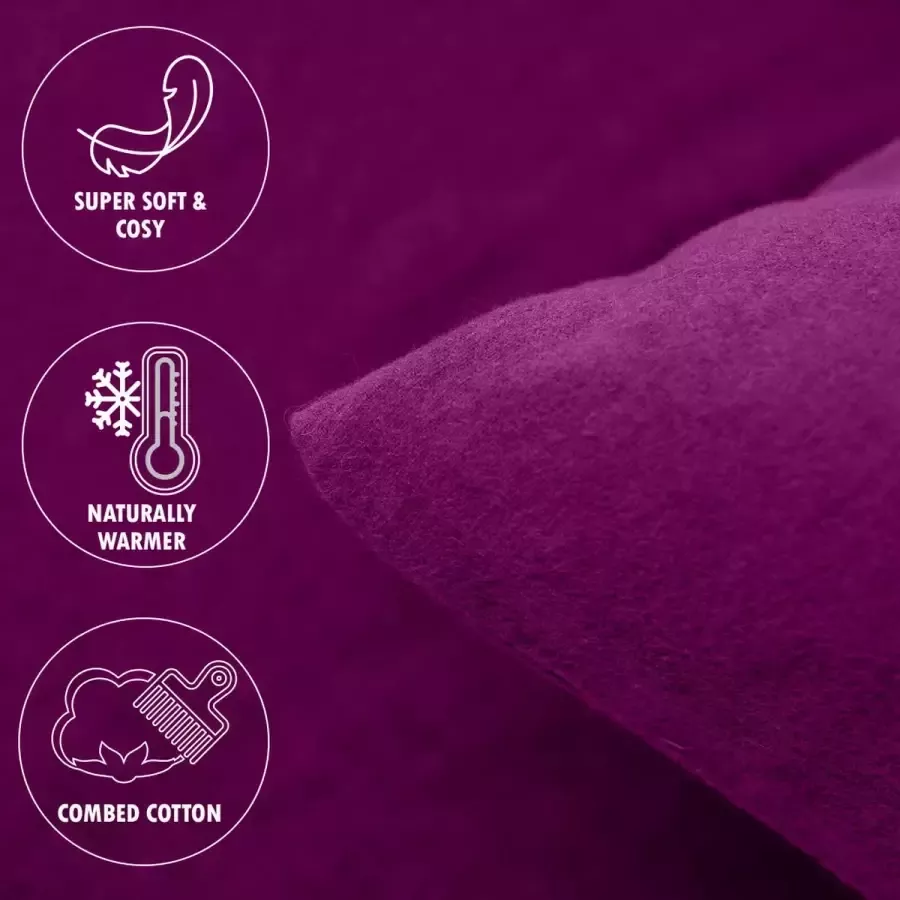 Bed Couture Flannel Fleece Dekbedovertrek set 100% Katoen Extra zacht en Warm 140x200 + 2 kussenslopen 80x80 Antraciet Winter Grijs - Foto 3