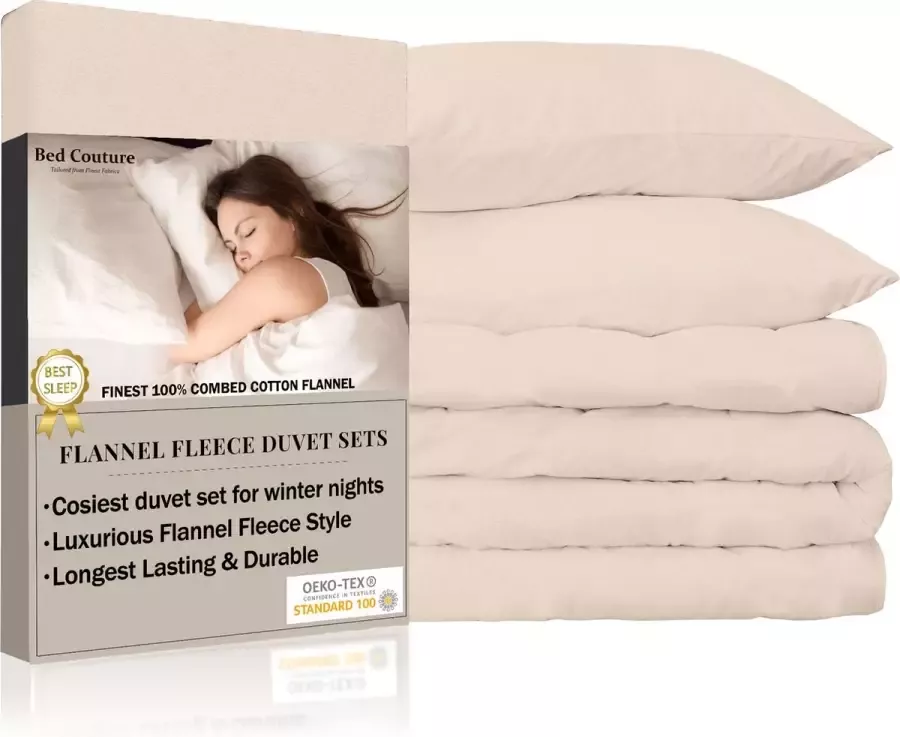 Bed Couture Flannel Fleece Dekbedovertrek set 100% Katoen Extra zacht en Warm 200x200 + 2 kussenslopen 50x70 Rood