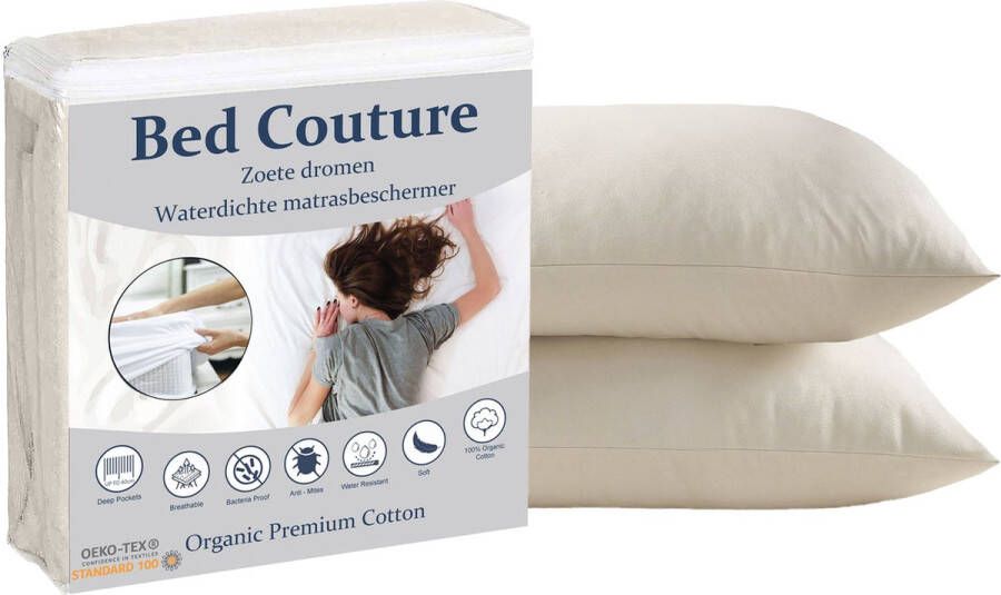 Bed Couture Hoogwaardige Organic Kussenbeschermer 2 stuks 60 x 70cm 100% waterdicht Optimale Bescherming Ademend Antibacterieel