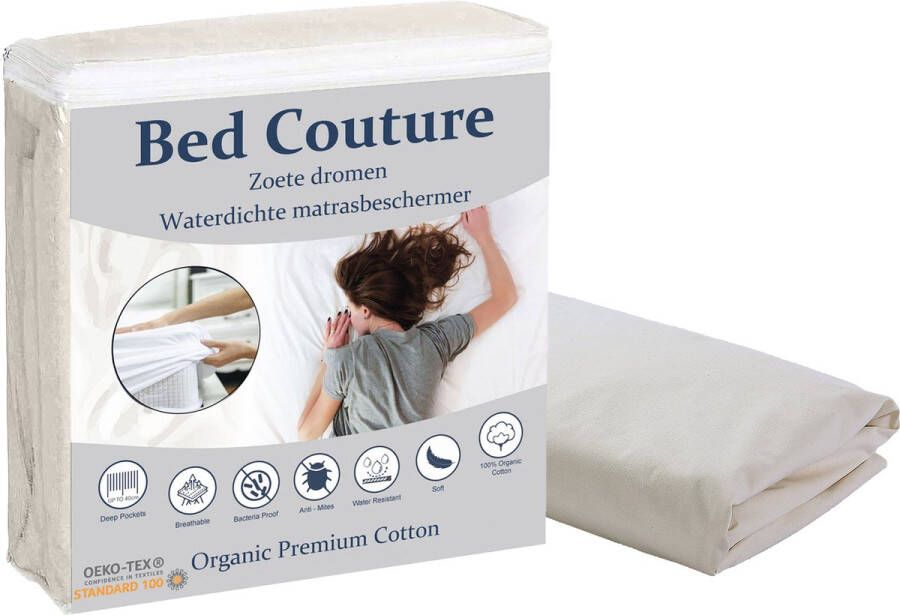 Bed Couture Hoogwaardige Organic Matrasbeschermer 100% Waterdicht Optimale Bescherming Ademend Antibacterieel 80x200 cm hoekhoogte 35cm met rondom elastiek