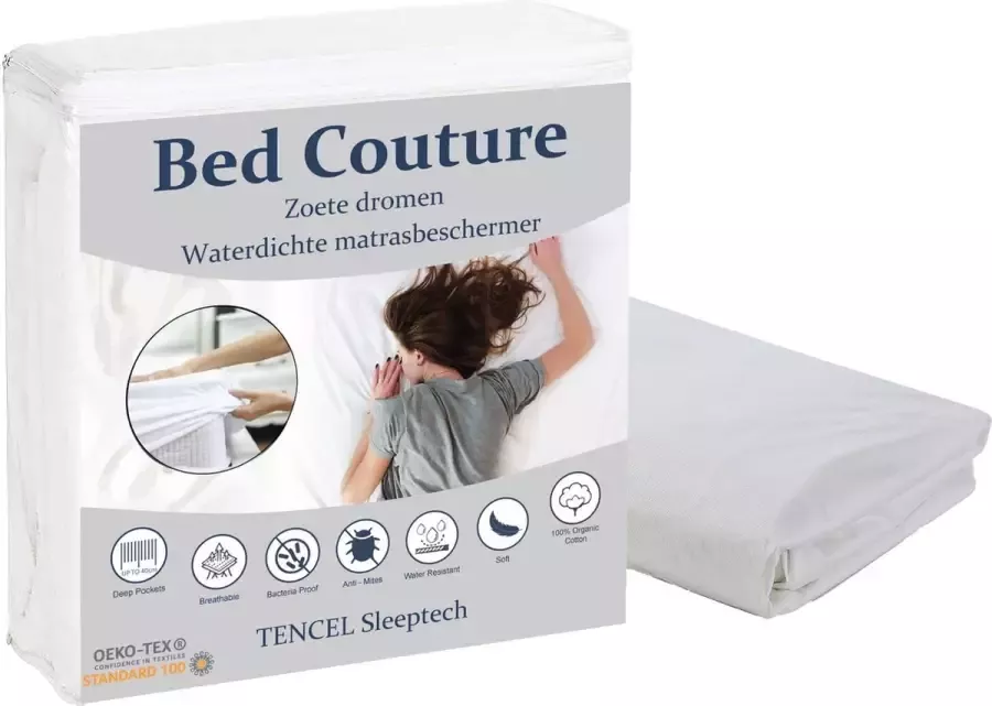 Bed Couture Hoogwaardige TENCEL™ Matrasbeschermer 100% Waterdicht Optimale Bescherming Ademend Antibacterieel 90x200 cm hoekhoogte 36cm met rondom elastiek