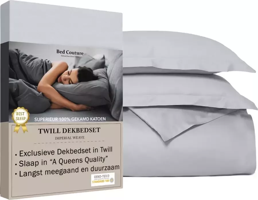 Bed Couture Twill Katoen Dekbedovertrek set 140x200 + 2 kussenslopen 50x70 Luxe 100% Katoen voelt soepel en ultra zacht Antraciet