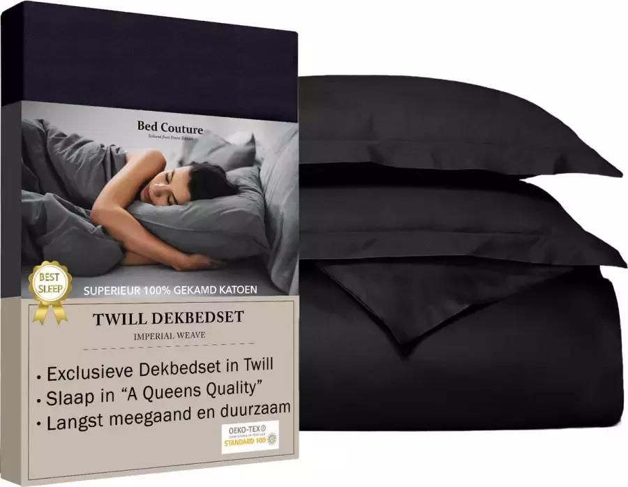 Bed Couture Twill Katoen Dekbedovertrek set 200x200 + 2 kussenslopen 65x65 Luxe 100% Katoen voelt soepel en ultra zacht Antraciet