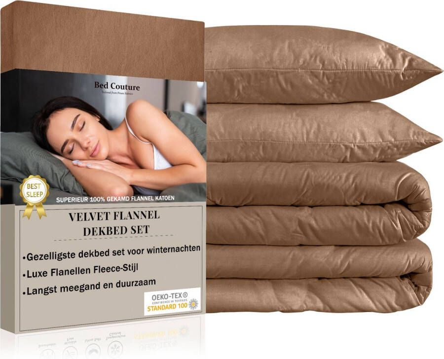 Bed Couture Velvet Flanel Dekbedovertrek set 100% Katoen Extra zacht en Warm 155x220 + 2 kussenslopen 50x70 Wit