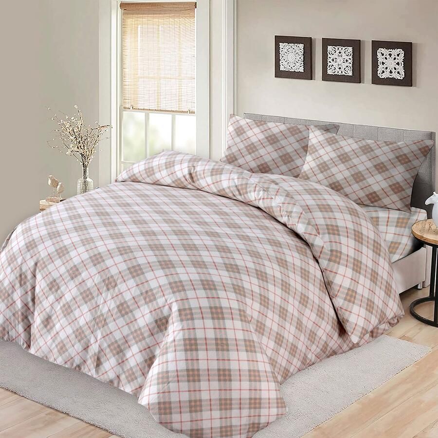BED GLOW & APPAREL – 2-Persoons Dekbedovertrekset 200x200 cm met 2 Kussenslopen 60x70 cm – 100% flannel– Vrierkanten