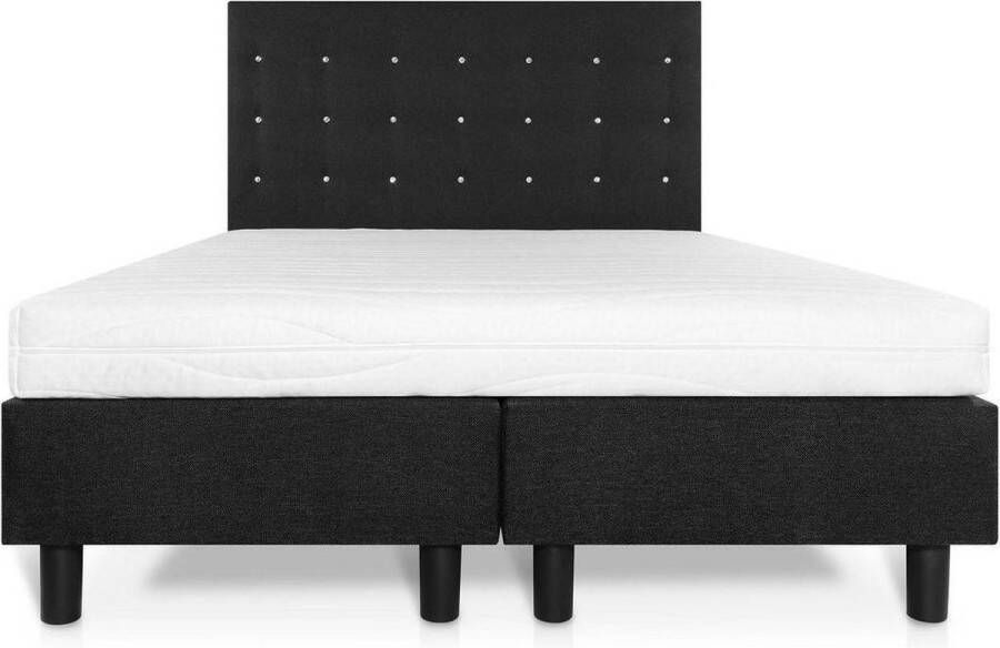 Bed4less Boxspring 160 x 200 cm Met Matras Tweepersoons Zwart