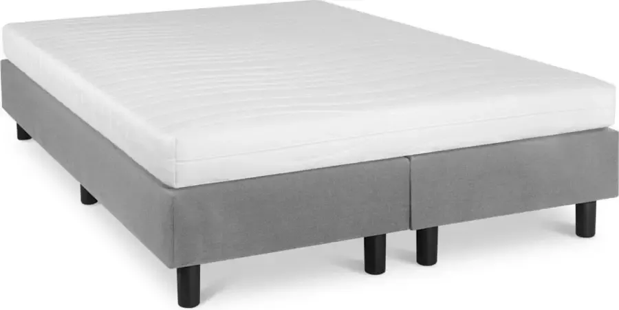 Bed4less Boxspring Student Basic Lichtgrijs 130x200 cm Comfort Foam Matras