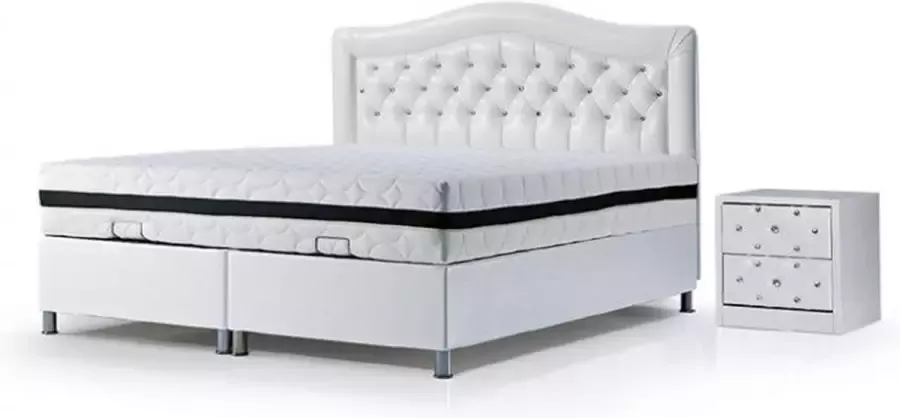 Bedden Amsterdam OPBERG BOXSPRING DIAMOND Boxspring met opbergruimte – wit 140X200