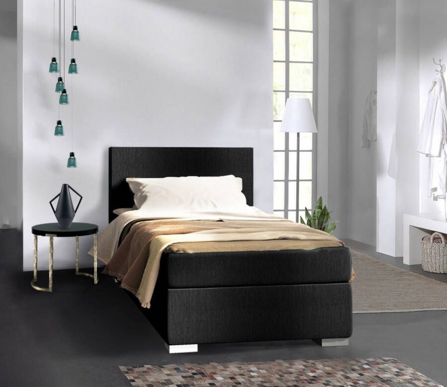 Beddenhut 21Home Boxspring 90x200 Complete set met matras & topper Zwart
