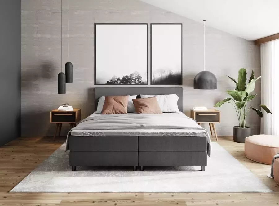 Beddenhut Boxspring 140x200 incl. thuismontage Complete set met matras & topper Antraciet