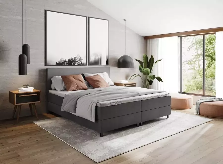 Beddenhut Boxspring 180x200 incl. thuismontage Complete set met matras & topper Antraciet