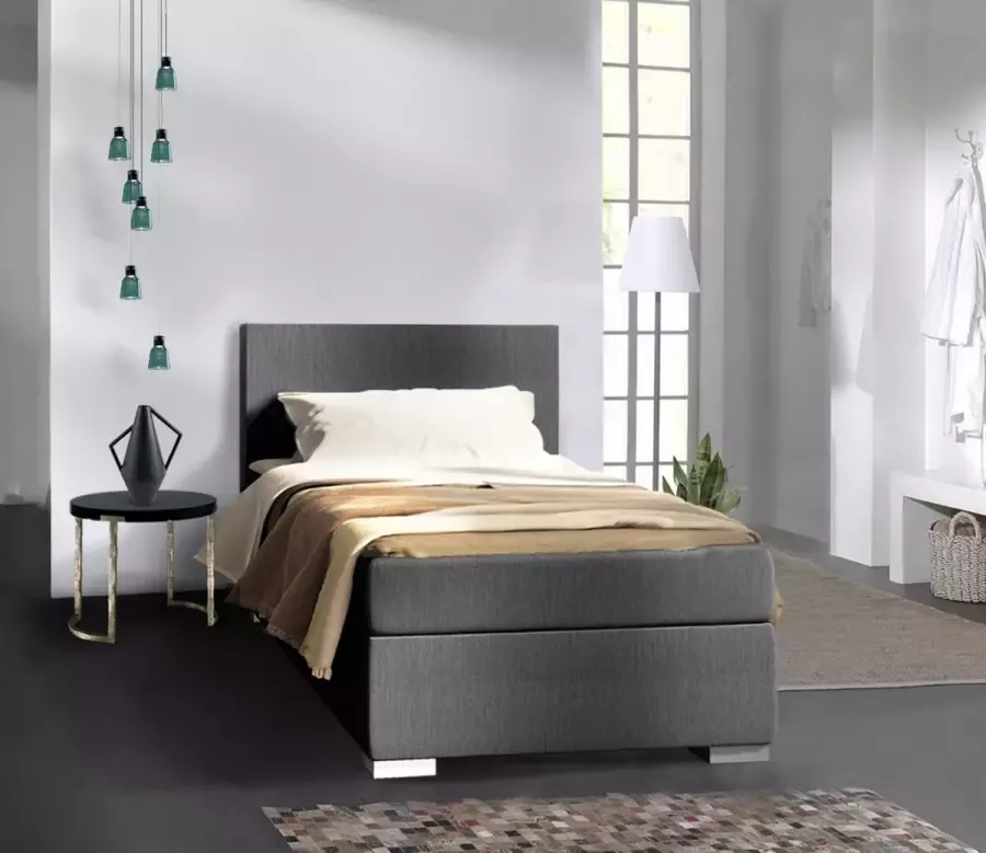 Beddenhut Boxspring 90x200 incl. thuismontage Complete set met matras & topper Antraciet