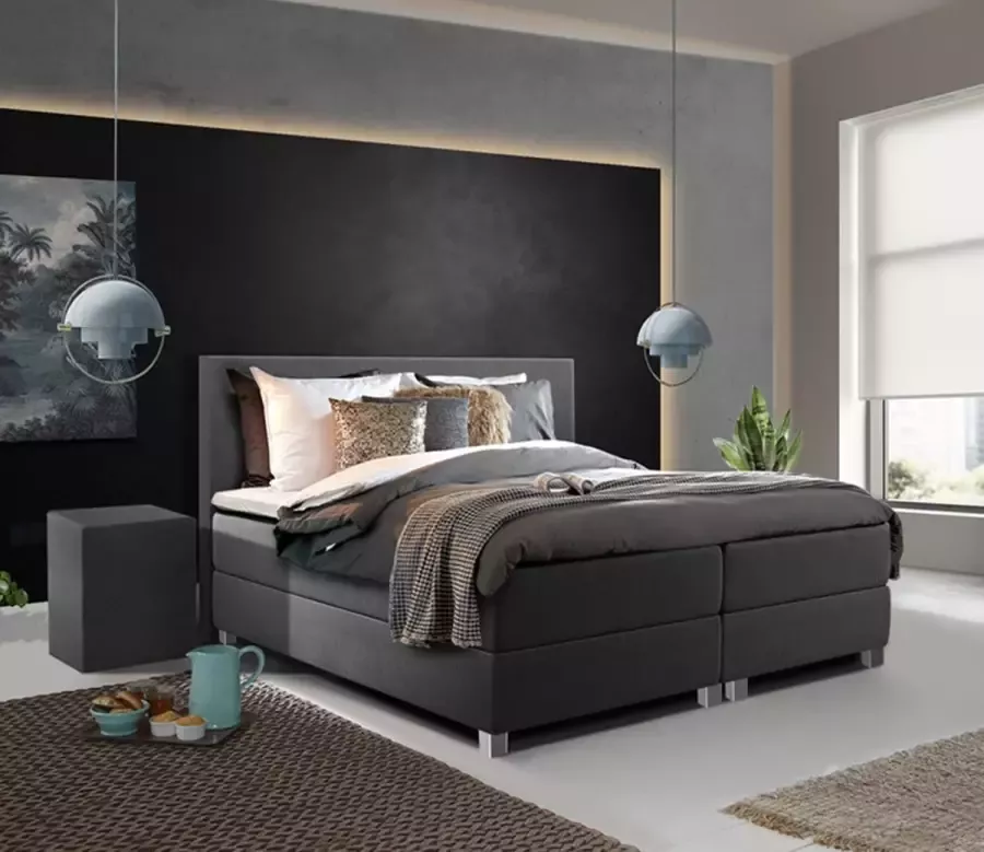 Beddenhut Hotel collection 180 x 200 Antraciet Complete boxspring + Topmatras + 4 seizoenen dekbed