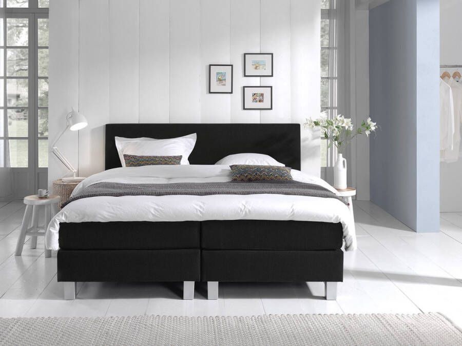 Beddenhut Hotel Edition 180 x 200 Zwart Complete boxspring + Traagschuim matras & Traagschuim topper