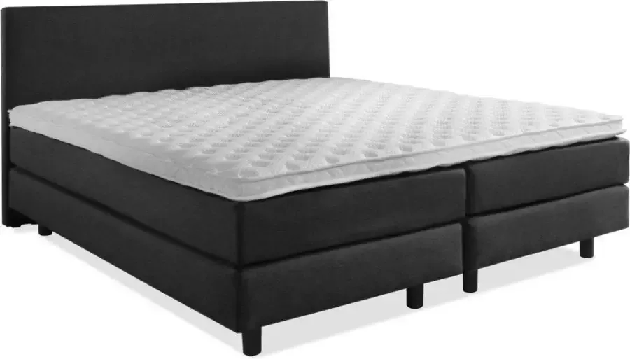 Beddenleeuw B.V. Beddenleeuw Boxspring Bed Mila 90x210 Incl. Hoofdbord + Matras Lederlook Antraciet (Skai)
