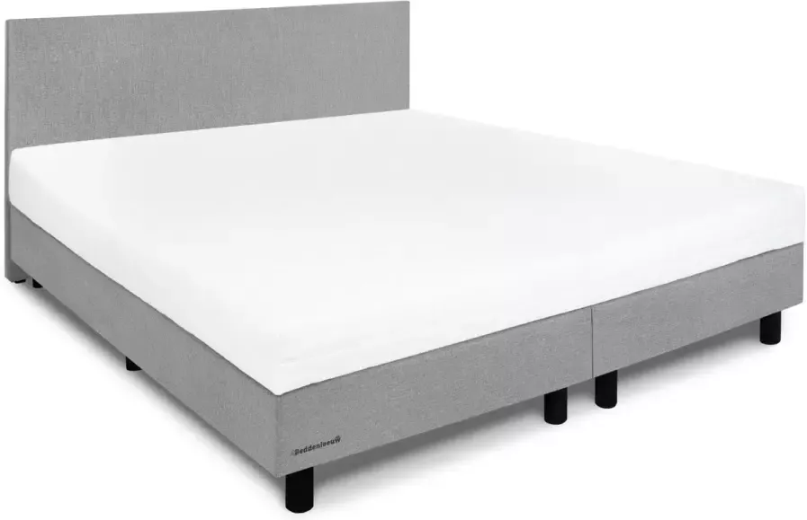 Beddenleeuw B.V. Beddenleeuw Boxspring Bed Nora 120x200 Incl. Hoofdbord + Matras Grijs Stof