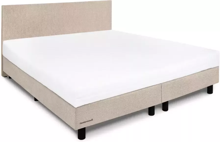 Beddenleeuw B.V. Beddenleeuw Boxspring Bed Nora 140x200 Incl. Hoofdbord + Matras Ecru Stof