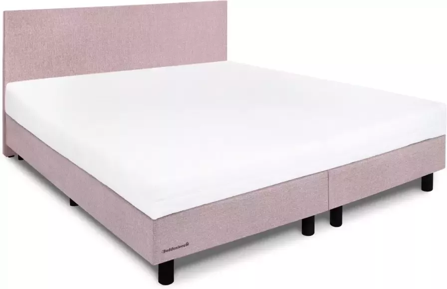 Beddenleeuw B.V. Beddenleeuw Boxspring Bed Nora 180x200 Incl. Hoofdbord + Matras Oud roze Stof