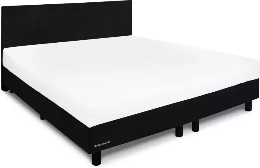 Beddenleeuw B.V. Beddenleeuw Boxspring Bed Nora 180x210 Incl. Hoofdbord + Matras Lederlook Antraciet (Skai)