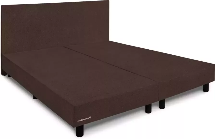 Beddenleeuw B.V. Beddenleeuw Boxspring Bed Zonder Matras 160x200 Incl. Hoofdbord Bruin Stof