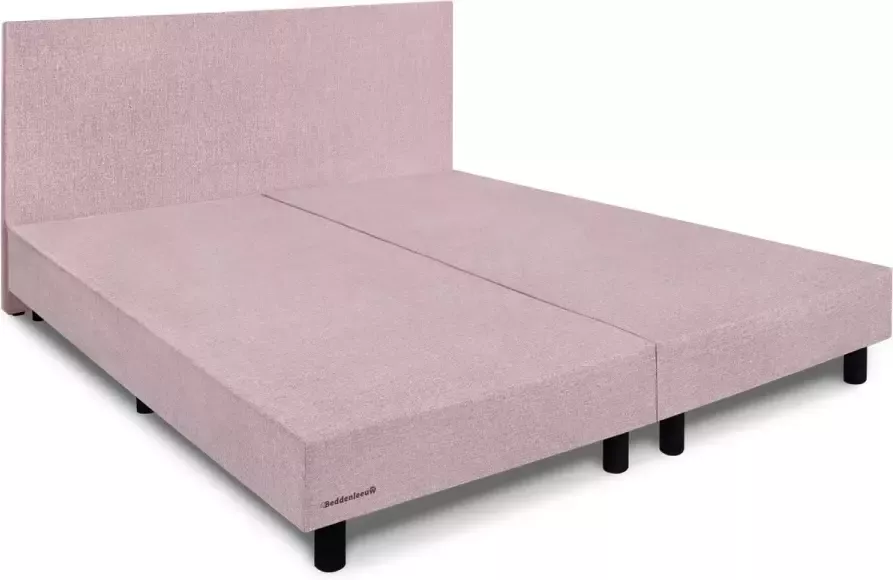Beddenleeuw B.V. Beddenleeuw Boxspring Bed Zonder Matras 160x200 Incl. Hoofdbord Oud Roze Stof