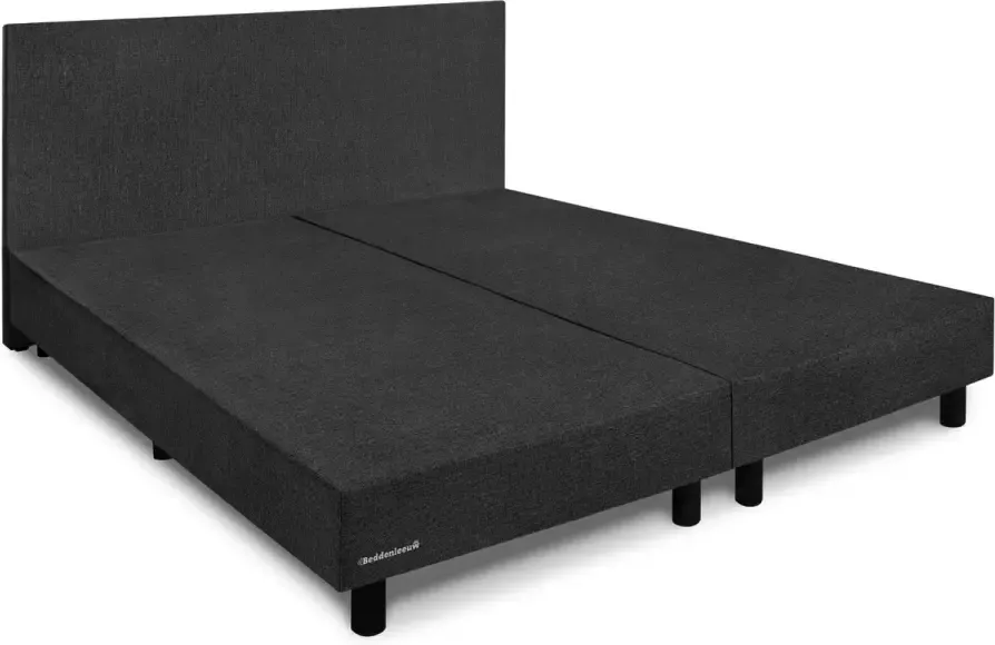 Beddenleeuw B.V. Beddenleeuw Boxspring Bed Zonder Matras 180x210 Incl. Hoofdbord Antraciet Stof