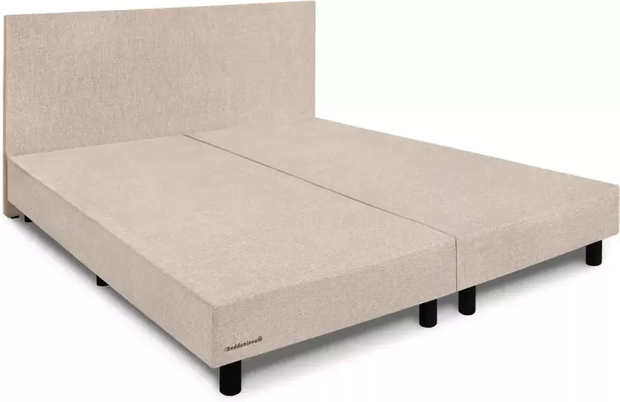 Beddenleeuw B.V. Beddenleeuw Boxspring Bed Zonder Matras 180x210 Incl. Hoofdbord Ecru Stof