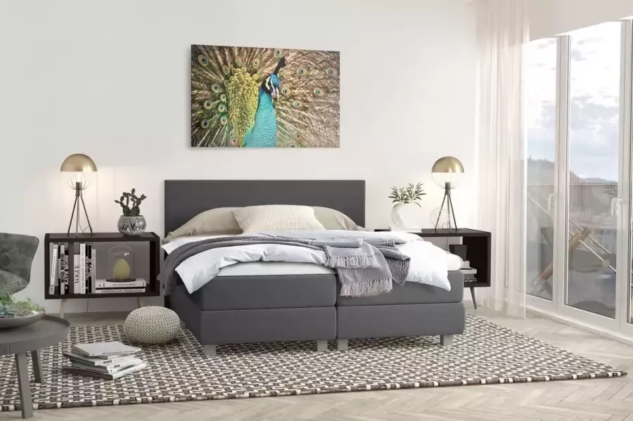 Beddenplein Boxspring Ibiza Inclusief 7-zones pocketveringmatras Antraciet 160x200 cm