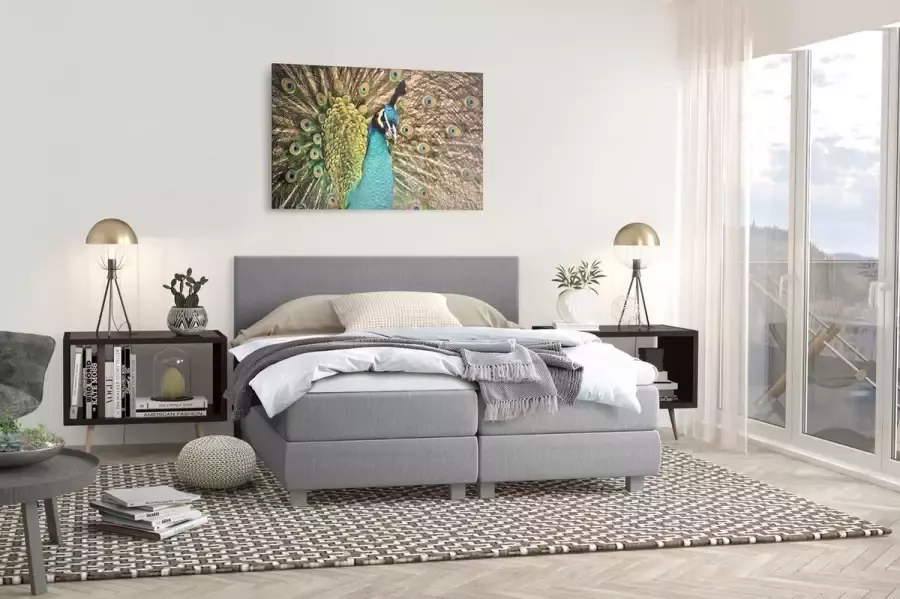 Beddenplein Boxspring Ibiza Inclusief 7-zones pocketveringmatras Grijs 140x200 cm