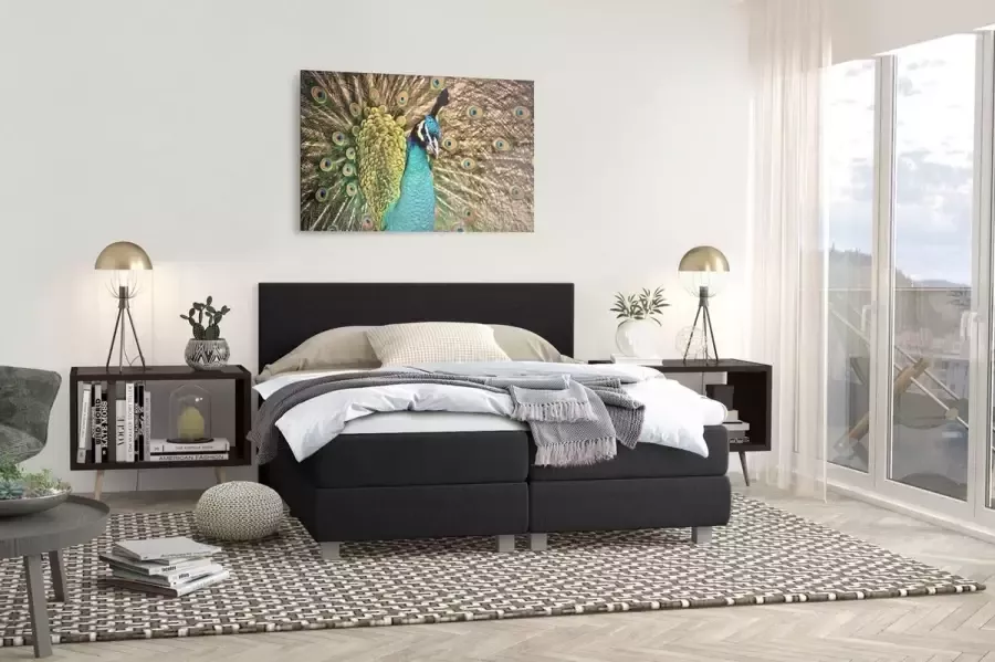 Beddenplein Boxspring Ibiza Inclusief 7-zones pocketveringmatras Zwart 180x200 cm