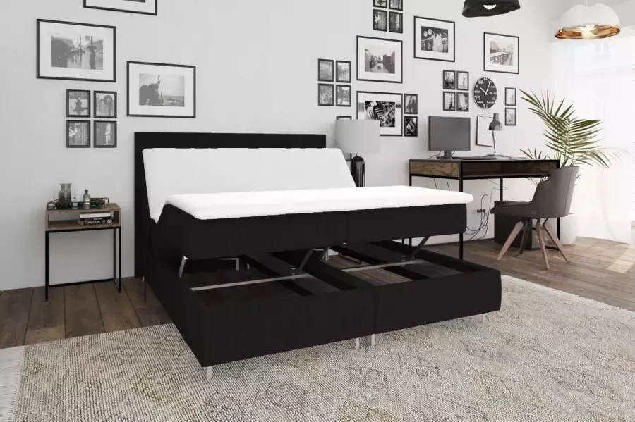 Beddenplein Elektrische Boxspring Tokyo Inclusief 5-zones pocketveringmatras Zwart 140x200 cm