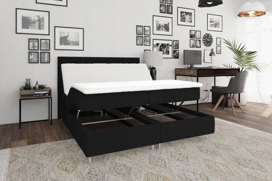 Beddenplein Elektrische Boxspring Tokyo Inclusief 5-zones pocketveringmatras Zwart 160x200 cm