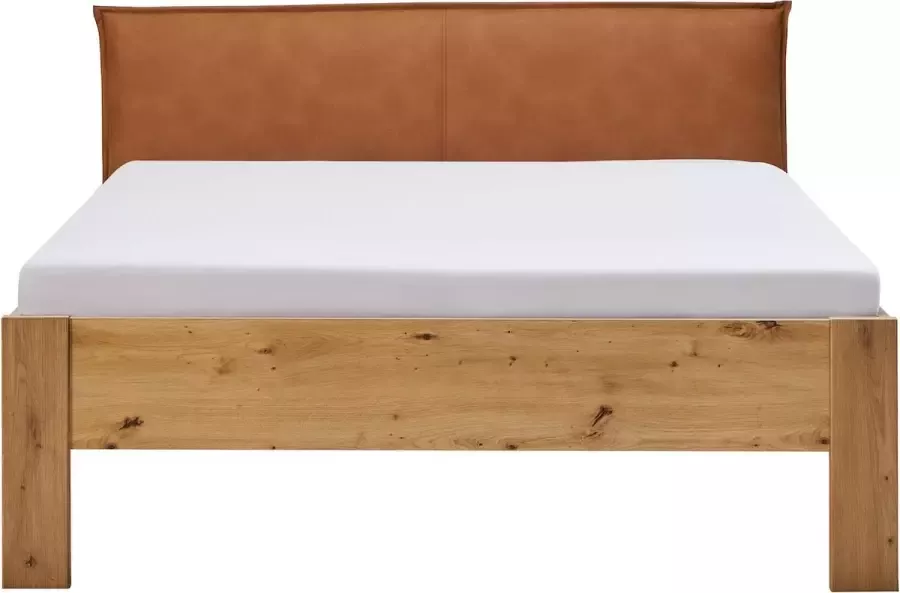 Beddenreus Basic Bed Space met lederlook hoofdbord 120 x 200 cm eiken + bruin