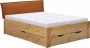 Beter Bed Beddenreus bed Space met lederlook hoofdbord en opbergladen 120 x 200 cm eiken + bruin - Thumbnail 1