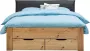 Beter Bed Beddenreus bed Space met lederlook hoofdbord en opbergladen 120 x 200 cm eiken + zwart - Thumbnail 1