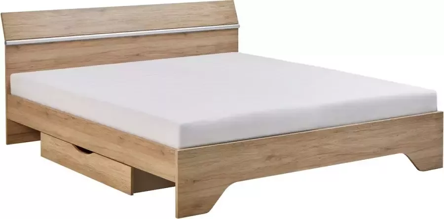 Beddenreus Basic Bed Wald met lattenbodem polyether matras en 2opbergladen 140 x 200 cm eiken