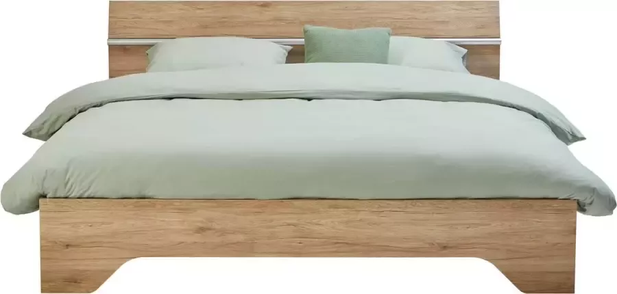 Beddenreus Basic Bed Wald met lattenbodem polyether matras en 2opbergladen 180 x 200 cm eiken