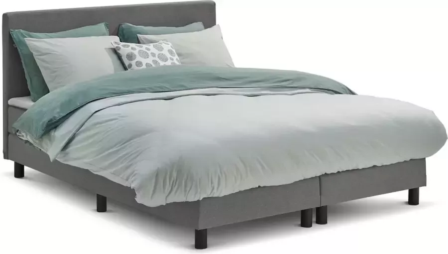 Beddenreus Comfort Boxspring Illinois vlak met gestoffeerd matras 180 x 200 cm lichtgrijs