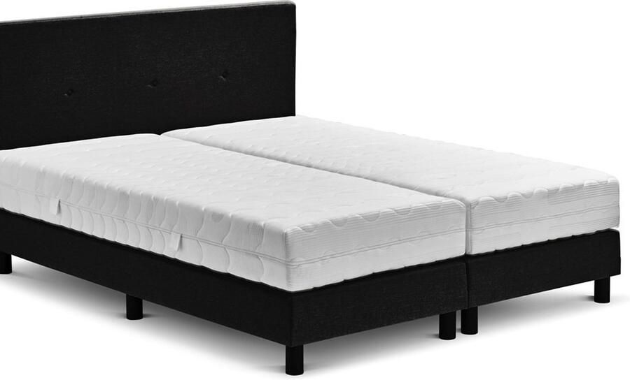 Beddenreus Comfort Boxspring Illinois vlak met Bridge matras 2-persoons 180 x 200 cm zwart