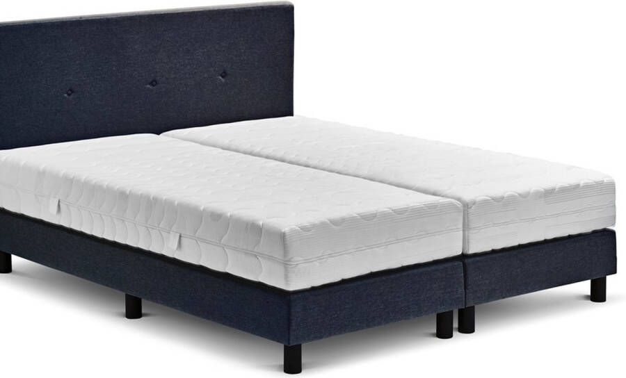 Beddenreus Comfort Boxspring Illinois vlak met Bridge matras 2-persoons 160 x 200 cm blauw