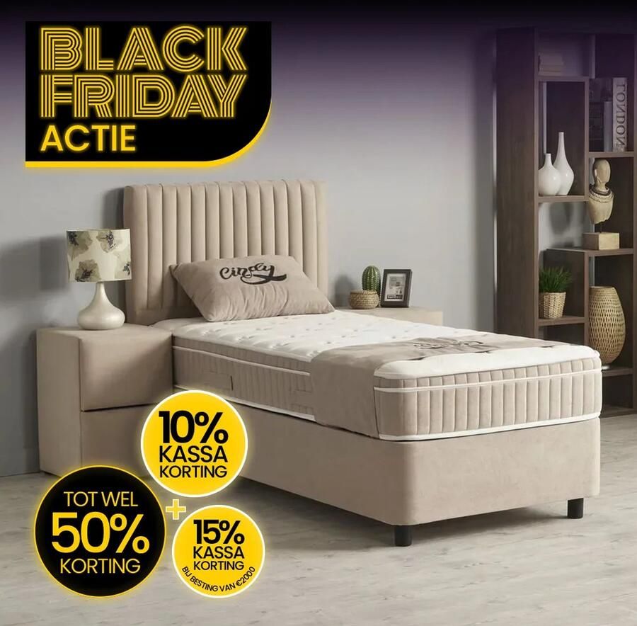 Beddenscout24 Boxspring bed met opbergruimte 90x200 cm beige Opbergbed Cindy Inclusief matras en topper - Foto 2