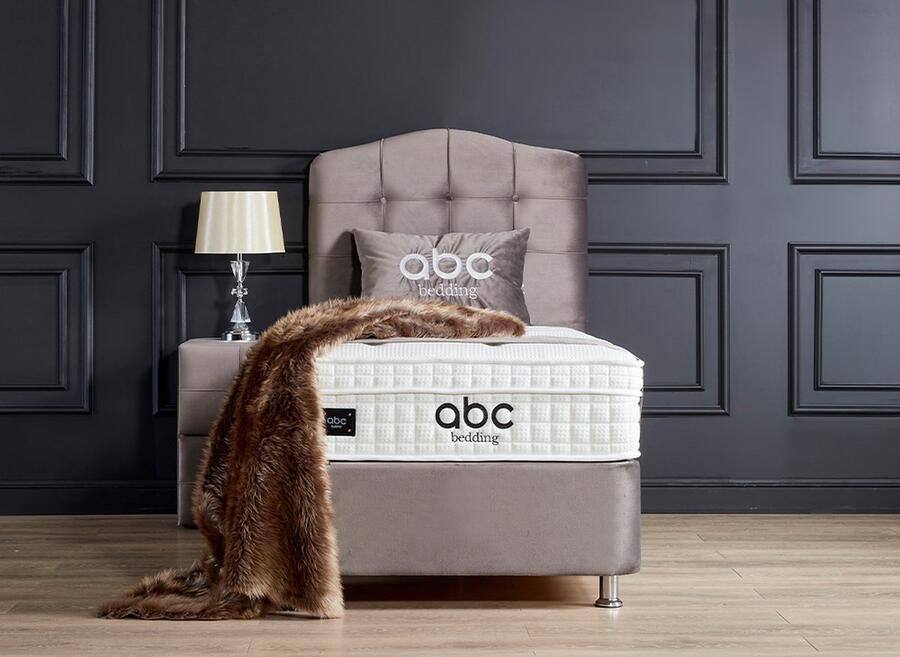 Beddenscout24 Boxspring bed met opbergruimte 90x200 cm Grijs Opbergbed Romeo Exclusief matras en topper - Foto 2