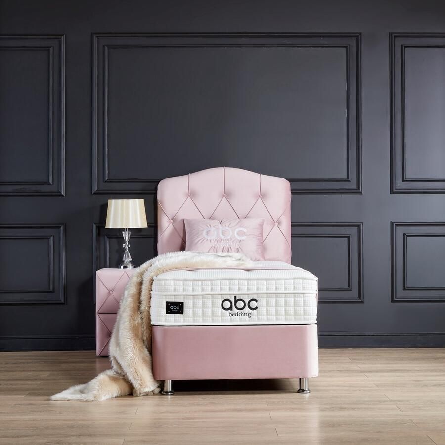 Beddenscout24 Boxspring bed met opbergruimte 90x200 cm Roze Opbergbed Juliet Exclusief matras en topper - Foto 3