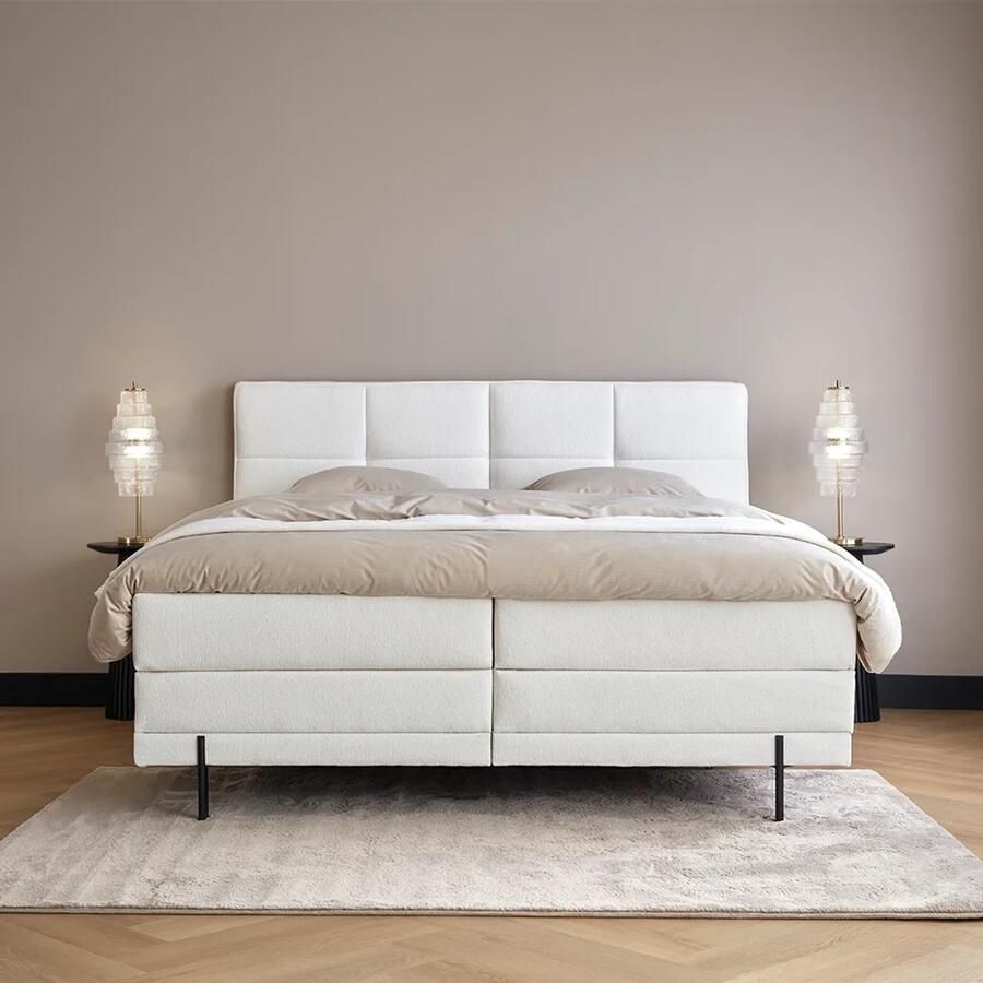 Beddenscout24 Elektrische Boxspring 160x200 cm Wit Elektrische Boxspring Maxima Inclusief cm matras en topper HR- Koudschuim