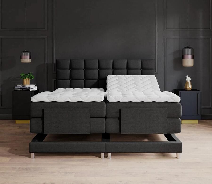 Beddenscout24 Elektrische Boxspring Dublin Zwart 160x200 Compleet Gratis Levering Inclusief cm matras en topper Comfortschuim - Foto 2