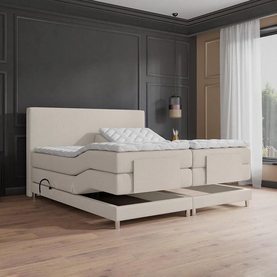 Beddenscout24 Boxspringbed Elektrische Nika Beige 180x200 Inclusief cm matras en topper Comfortschuim - Foto 2