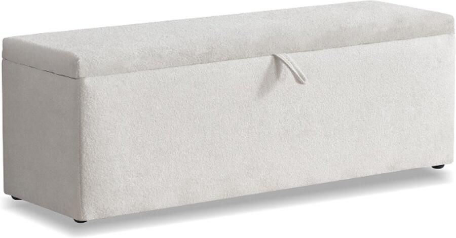 Beddenscout24 Teddy Voetenbank Wit 140 cm